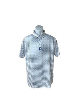 Bogey Bros Men’s Medium White/Blue FORE! Golf Polo Short Sleeve Stretch